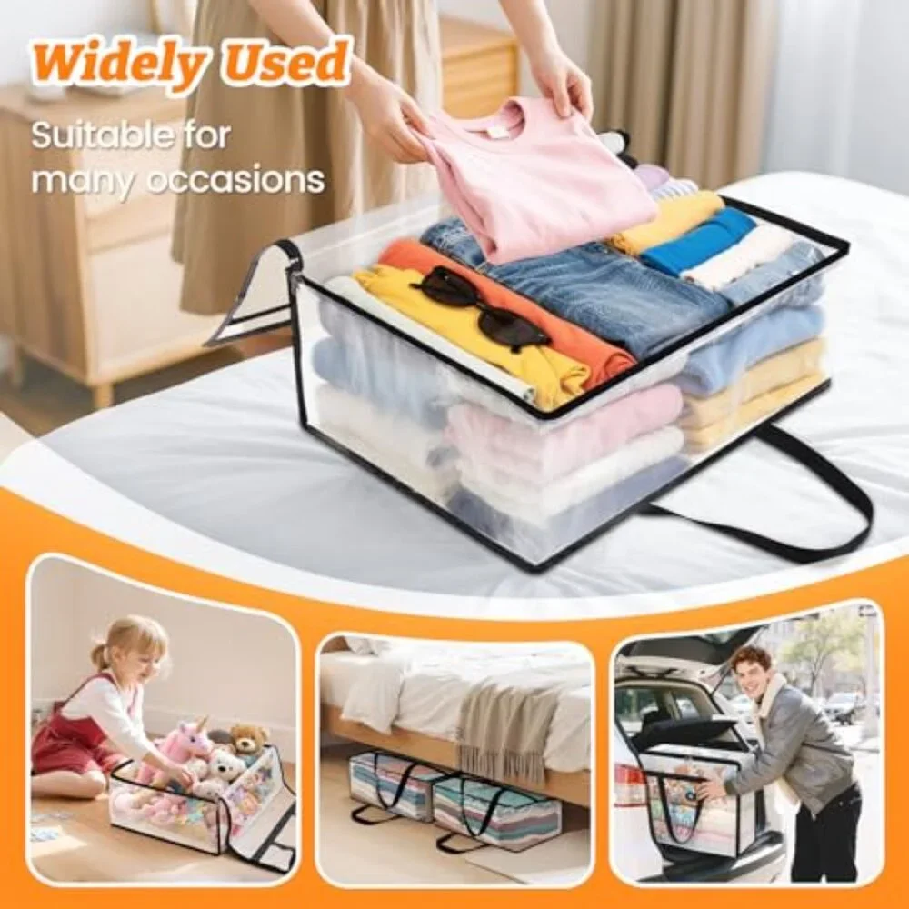 8 Pack Clear Clothes Storage Bags, Moving Bags, Foldable